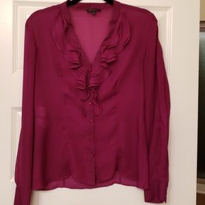 Anne Klein button front ruffle top